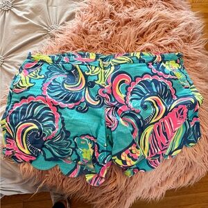 Lilly Pulitzer Teal and Pink High Waist Shorts